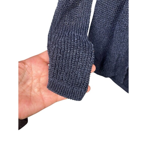 Ines de la Fressange Uniqlo Cardigan Open Knit Linen Sweater Navy Blue Womens‎ S - Picture 5 of 10